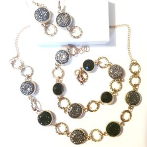 Gold Necklace Bracelet Earrings Jewelry Set